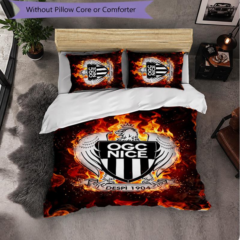 OGC Nice FC Themed Bedding 3Pcs Duvet Cover Set Decorative Bed Linen For Teen Room Home Decoration