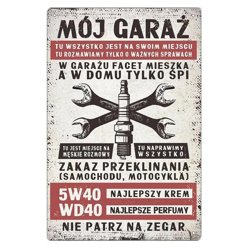 Винтажная металлическая табличка «С Новым годом» Moj Garaz Swieca Lvk Классическое Железное Настенное Искусство с Дизайном Скрещенных Гаечных Ключей Идеально для H