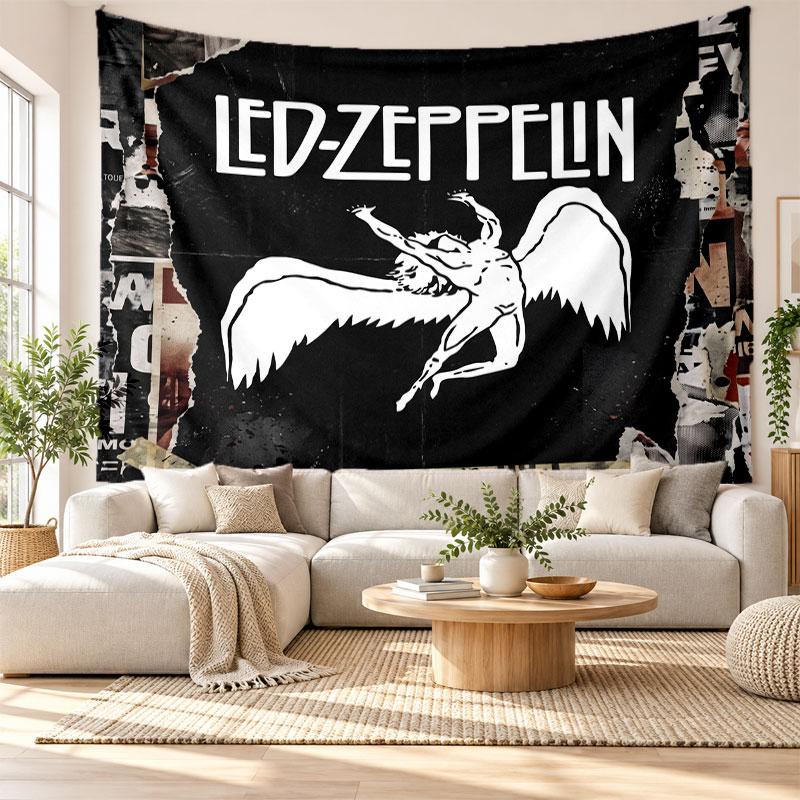 Настенный гобелен Led Zeppelin, Мягкая тканевая настенная подвеска, Декоративный фон для спальни, Настенное искусство для дома