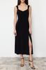 Women's Style Dress Black Plain Knitted Dress