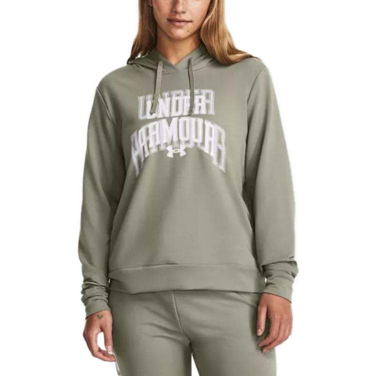 Under Armour Толстовка с капюшоном и длинным рукавом с надписью Женская толстовка зеленая 1379610-504