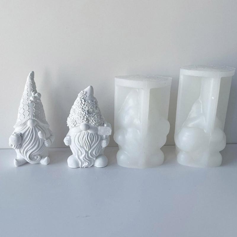 4Pcs Dwarf Santa Decoration 3D Candle Moulds  Candle Epoxy Mold Handmade   Wax Soap Molds for Decorations