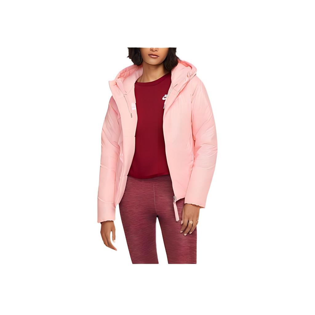 Nike Solid Color Logo Print Reversible Hooded Cotton Jacket Women Jacket Pink CD9044-646