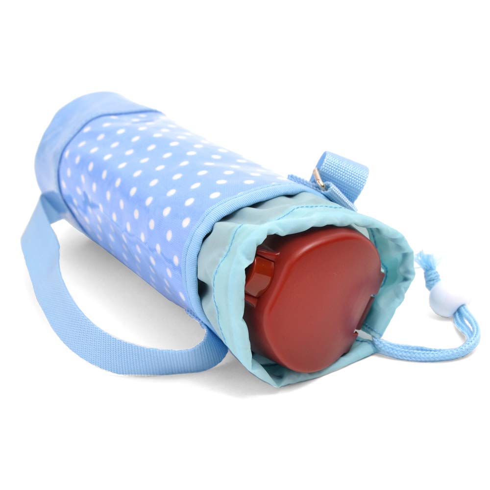 COLORFUL CANDY STYLE Water Bottle Holder for Girls, Shoulder Strap, Insulated, Polka Dot (Light Blue with White Dots) N3747500