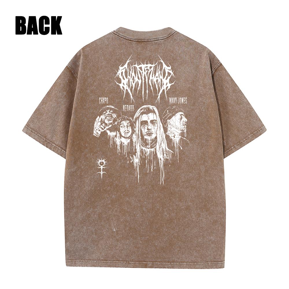 Y2k Men Washed Vintage Tshirt Black Streetwear Skull Graphic Print T Shirt Harajuku Tshirt Summer Short-sleeve Tees