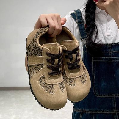 Матовые уродливые милые туфли с большой головой в стиле ретро с леопардовым принтом, женские, новые сезонные, повседневные спортивные