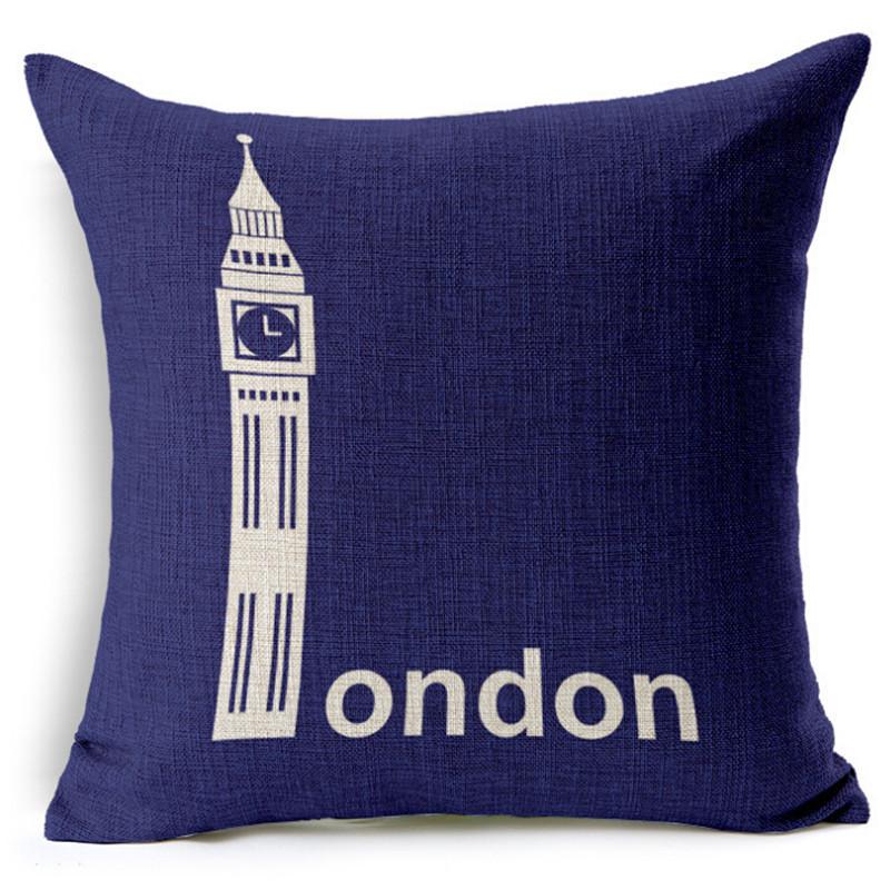 British Style Cushion Cover England London Sofa Car Decorative Pillowcase Cotton And Linen Home Decor Pillow Funda De Almohada