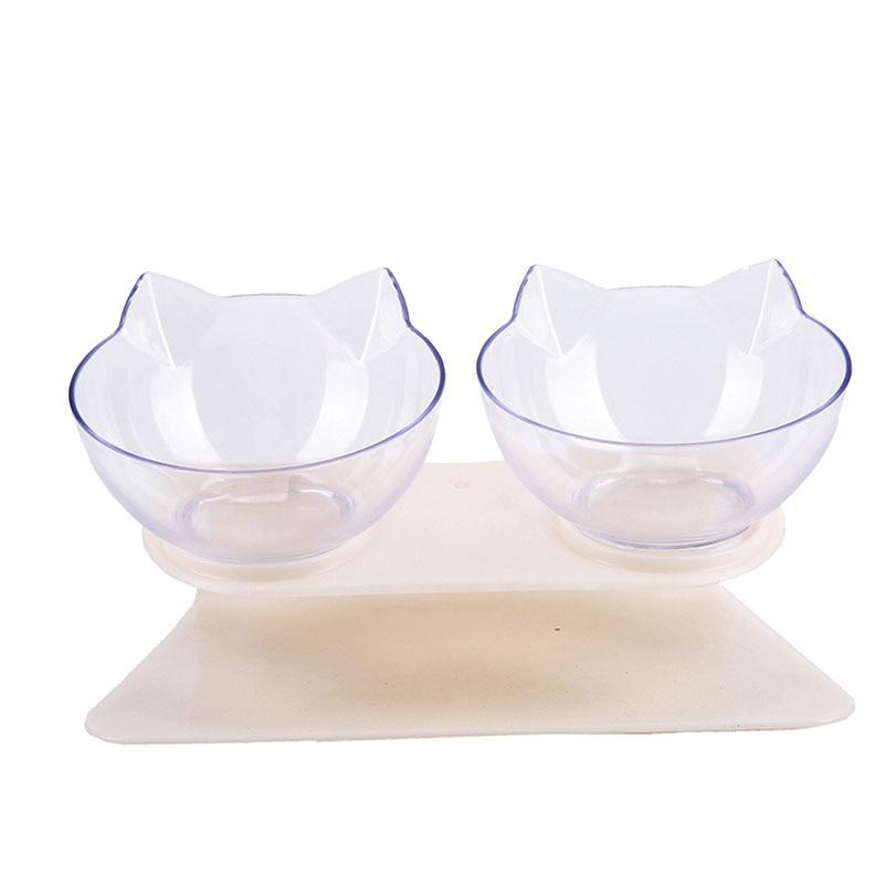 Популярная миска для домашних животных, защитная шейная чаша для кошек, прозрачная наклонная миска для кошек, брызгозащищенная и нескользящая, товары для животных