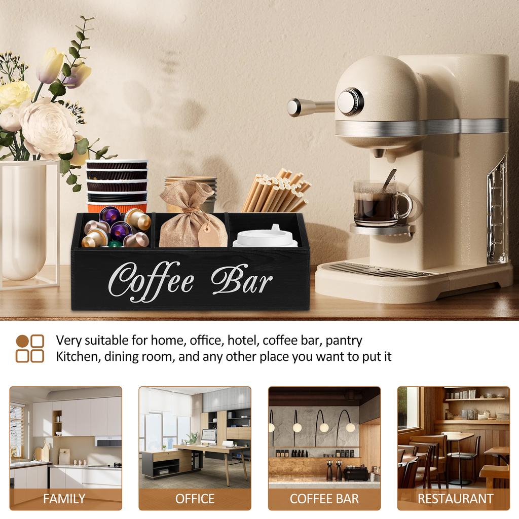 Деревянная подставка для кофе, органайзер для кофейного бара, 5 отделений, аксессуары для кофейного бара, винтажная станция для хранения кофе, держатель для кофейных капсул