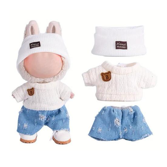 17cm Doll Clothes 3-Piece Hat Sweater Pants Sets Handmade Baby Doll
