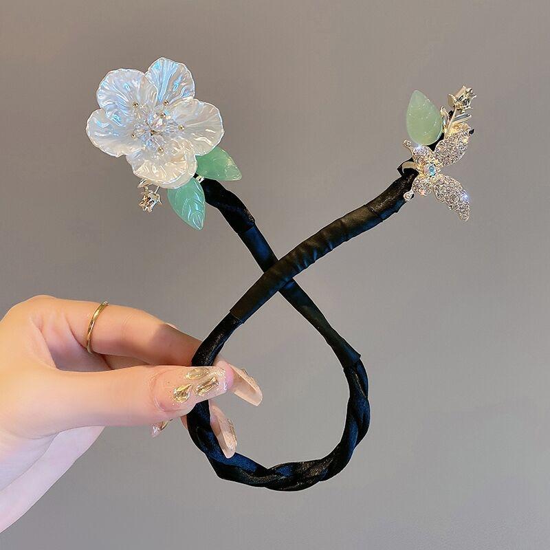 Fashion Elegant Butterfly Flower Updo Hair Accessories for Women Gift Retro Luxury Lazy Man Tie Up Hair Stick Headwear MomTiara