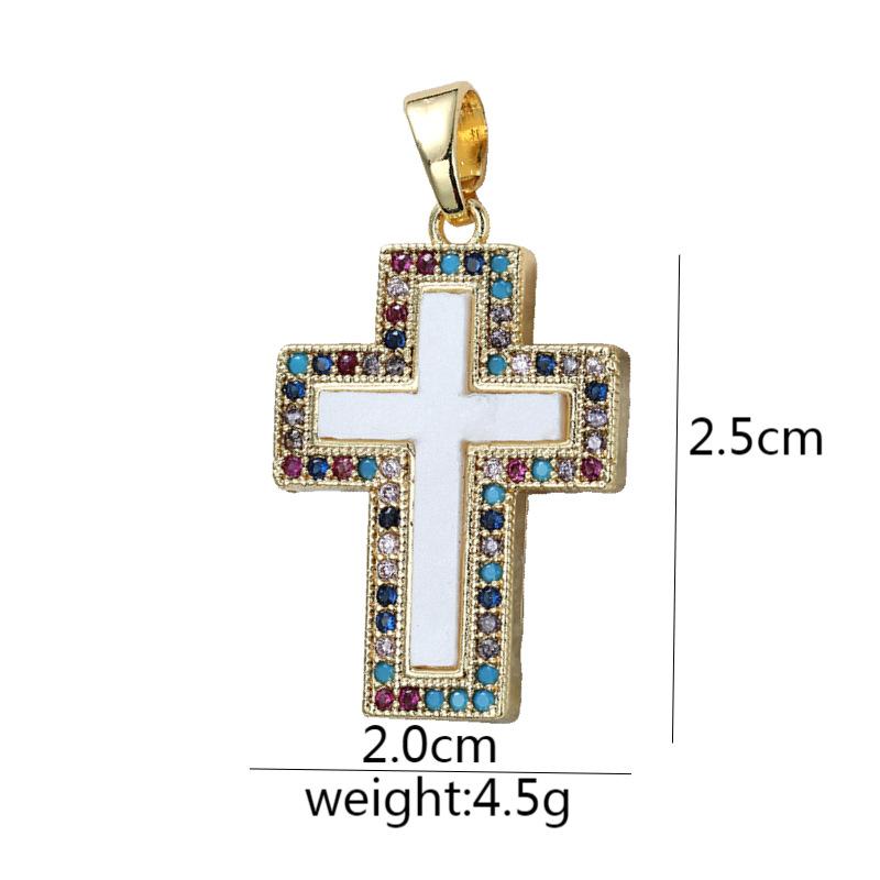 Подвеска из микроциркония с медной инкрустацией, крест, сохраняющий цвет, аксессуары для ожерелья из меди с позолотой.