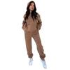 Women's Solid Color Sweatshirt Set Autumn and Winter Long-sleeved Hooded Fleece Fashion Casual Sweatshirt Trousers Suit
