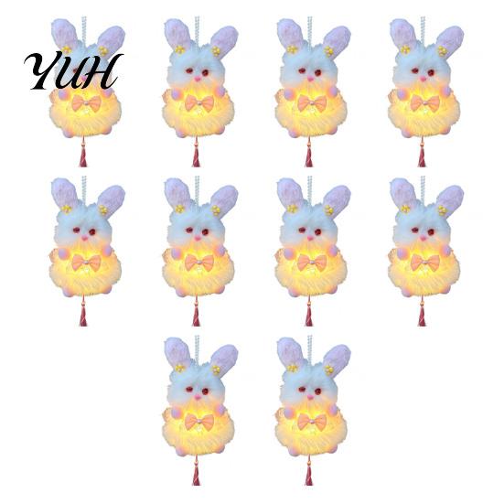 Soft Plush Rabbit Toy for Photo Prop Mid Autumn Lantern, Handheld Cute Bunny Night Light, Atmosphere Lighting Outdoor Outings Market Vending