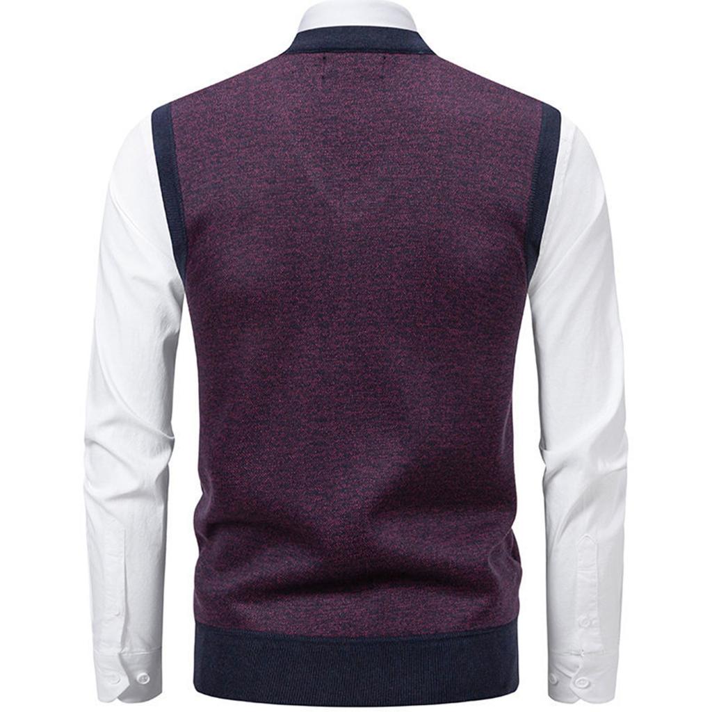 Men's Winter Fleece-Lined Plaid Vest, Pullover, Loose-Fitting Men's Sleeveless Sweater Vest