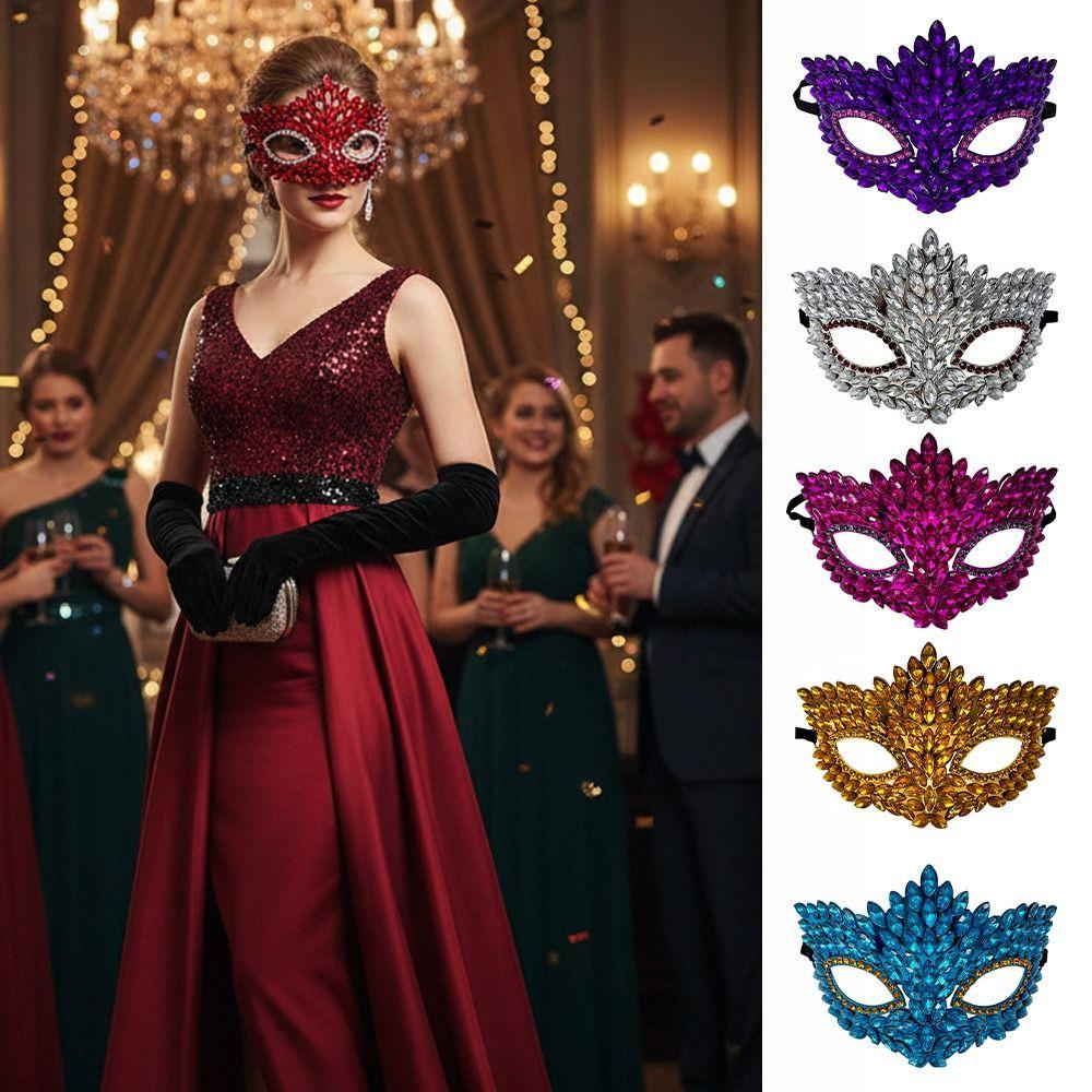 Shiny Acrylic Crystal Half Face Mask Full Jewelry Cosplay Mask Gift Idea Rave Mask Halloween Event