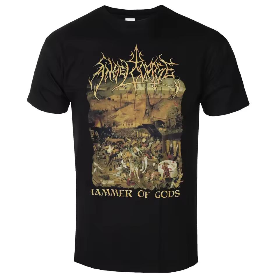Angelcorpse Hammer of Gods Front Medieval Hell Battle Painting and Back Tracklist Beast Double Sided Graphic Print T Shirt
