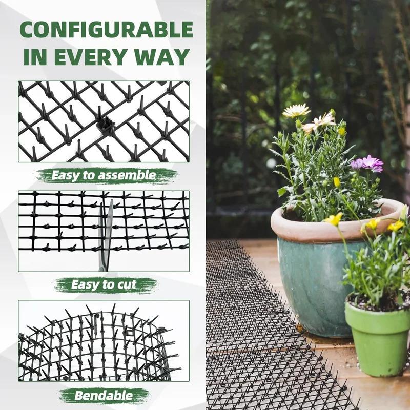 Garden Household Dog Cat Repellent Mat - 2M Plastic Spike Scat Tool Polypropylene Anti-Animal Deterrent 4