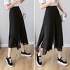Женская юбка, брюки, эластичные брюки-кюлоты с высокой талией, однотонные двухцветные широкие брюки, шифоновые длинные брюки, повседневная одежда