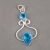 Swiss Blue Topaz Pendant Gemstone, 925 Solid Sterling Silver Pendant Jewelry, Handmade Pendant, Silver Jewelry For Gift