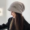 Dumpling Hats for Women In Autumn and Winter Korean Style Versatile Rabbit Hair Cold Hat Warm Confinement Hat Cold Proof Pullover Knitted Wool Hat