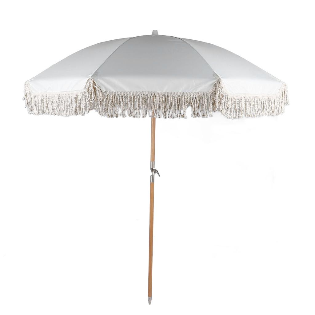 Patio Umbrella with Fringe 8 Fiberglass Ribs UV Proof Large Outdoor Table Market Umbrella for