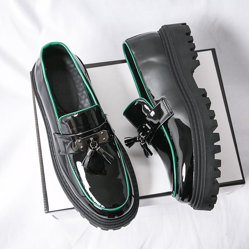 Модные новые мужские лоферы на толстой подошве 2025 года, классические ретро офисные мужские деловые рабочие туфли, высококачественные туфли из глянцевой кожи