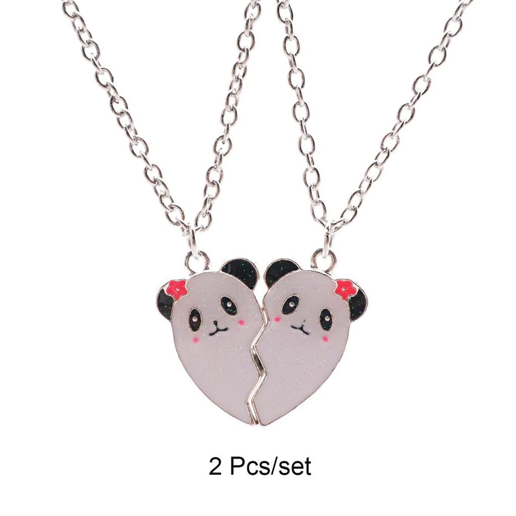 Розовый медведь и панда ожерелье-подвеска дружбы для детей - Магнитный мультяшный разъемный дизайн