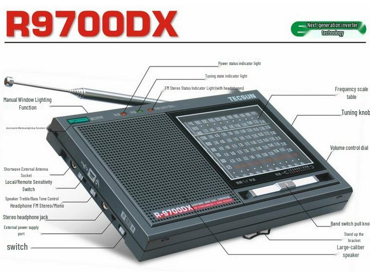 Tecsun R-9700DX Высокопроизводительный 12-диапазонный стереорадиоприемник