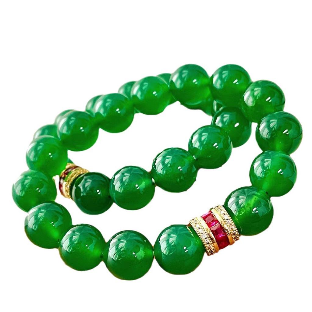 12Mm Brazilian Natural Chalcedony Agate Versatile Chain Bracelet Femininity Gift Comparable To Jadeite