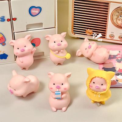 Мини-фигурки свиней Мультяшная миниатюрная игрушка-свинка Милый поросенок Топперы для торта для дома, офиса, стола, украшение для дня рождения