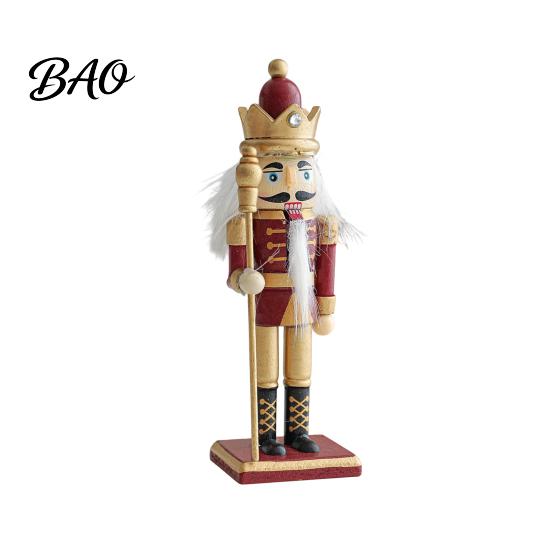 Solid Wood Holiday Gift Wooden Nutcracker Soldier Figurine, Handcrafted Christmas Tabletop Ornament Handmade Festive for Desk And Bookshelf