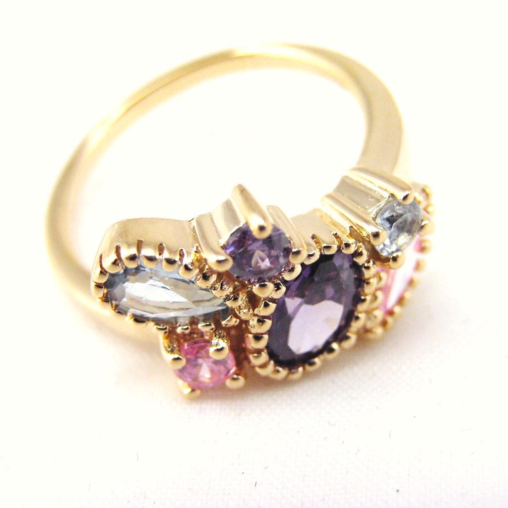 Пурпурное розовое синее позолоченное кольцо 'Merveilles'