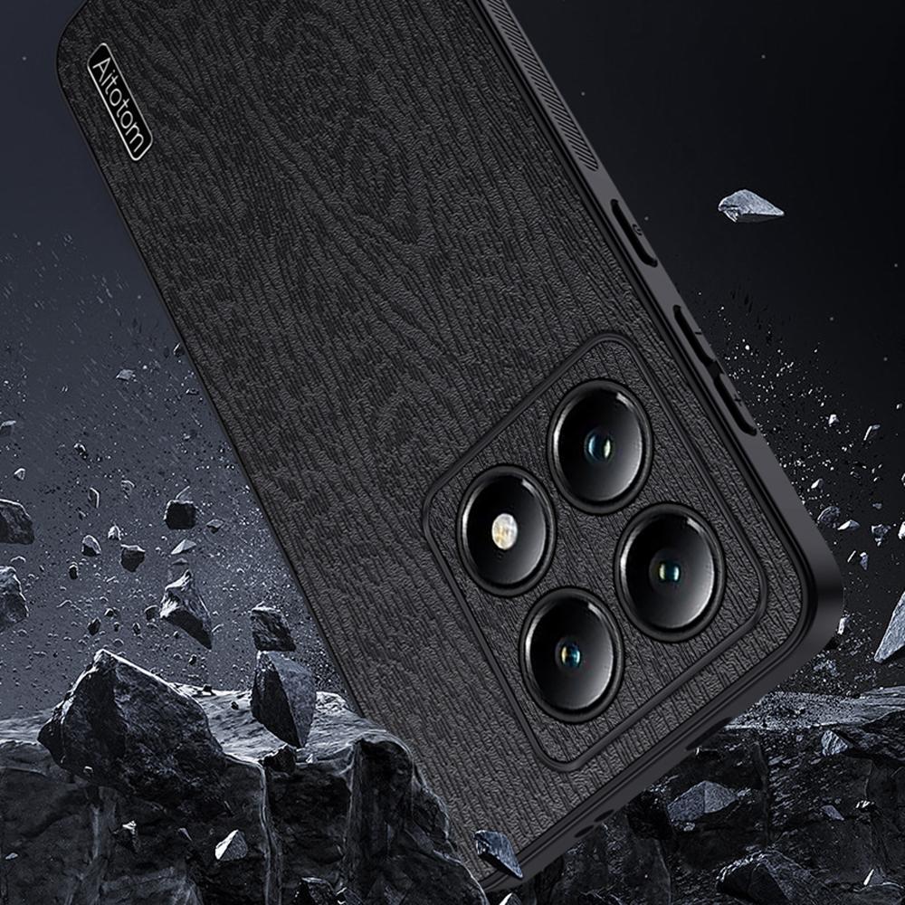 Чехол для Xiaomi 14T Pro, текстура дерева, покрытие из ПУ кожи, ПК+ТПУ чехол для телефона