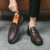 Spring Woven Leather Shoes Black Loafers Men's Luxury Brand Shoes High Quality Moccasin Leather Soft-soled Shoes Casual Shoes