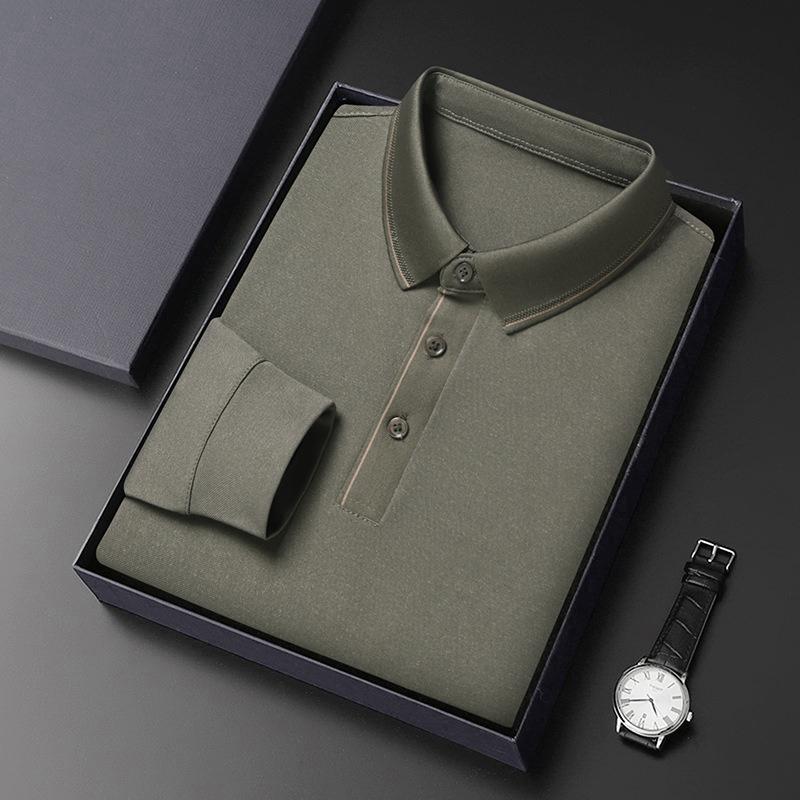 Father's Wear Мужская футболка поло с длинным рукавом средней длины с лацканами