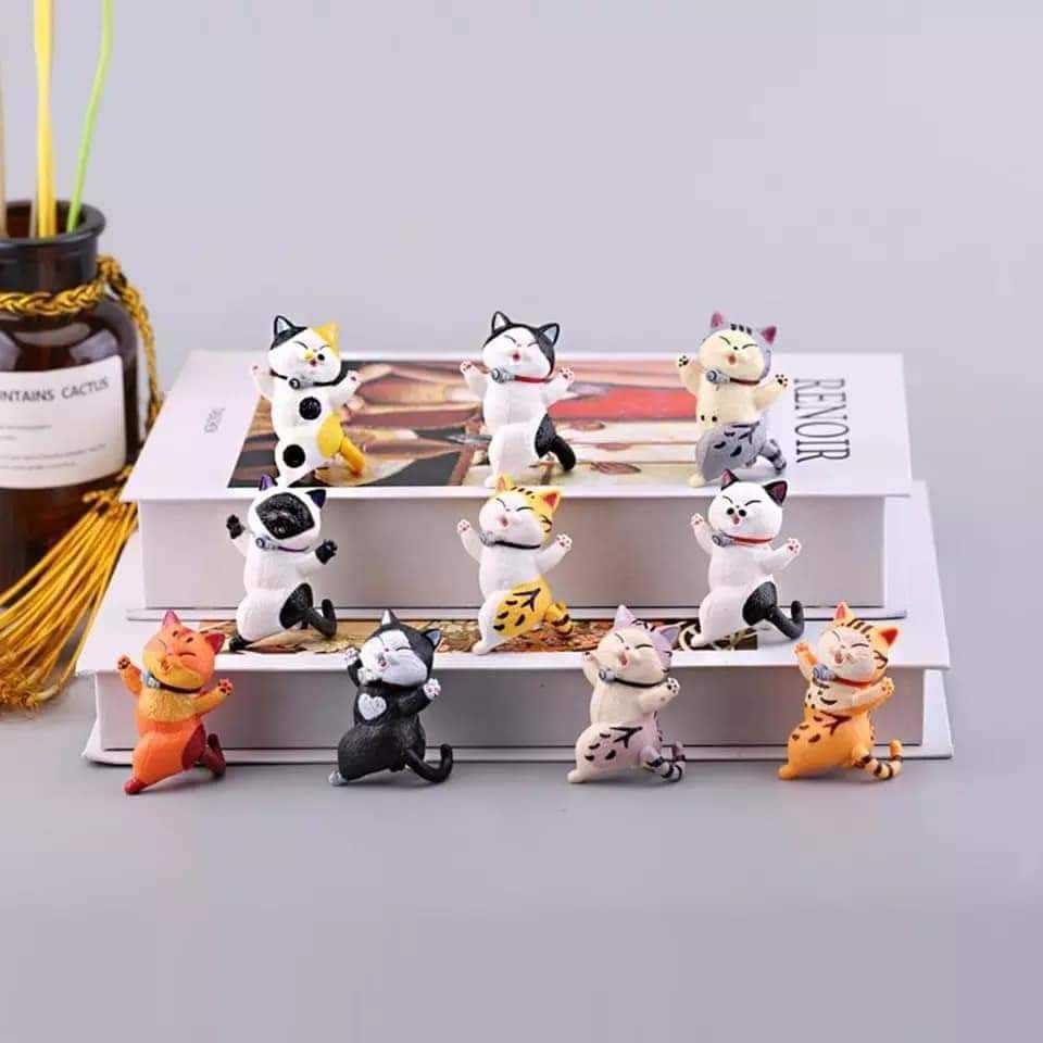 Set of 10 Dancing Cat Beckoning Good Set [BlackCoco] Figurines, Statues, Cats, Fortune, Healing, 10-Piece (Product Code 10)