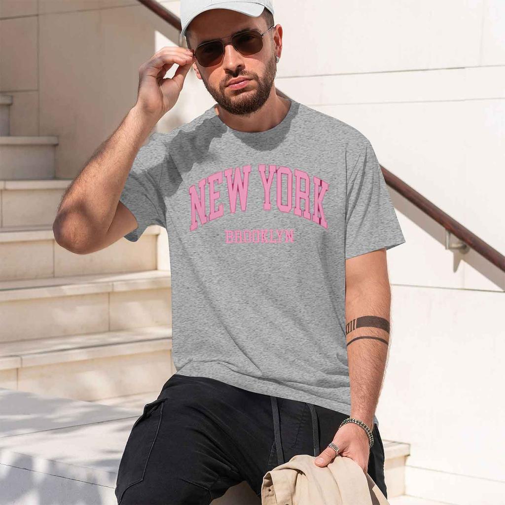 New York Pink City Letter Tshirts Unisex Casual Tshirt Summer Breathable Tee Clothing Loose Male T Shirt 80569 2026 New Model