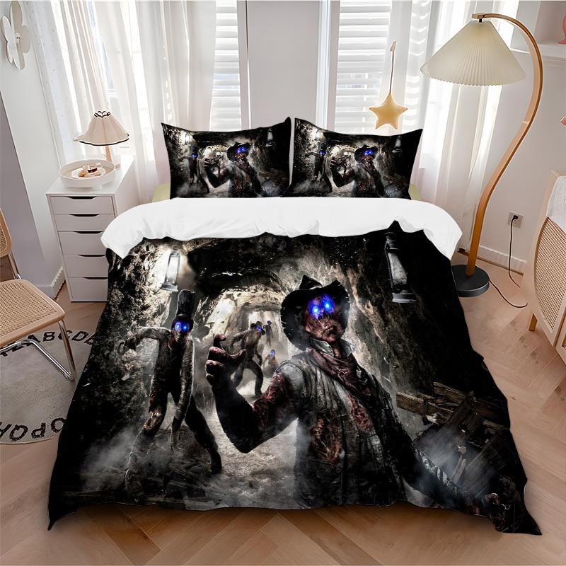 Zombie Adventure Print 3Pcs Bedding Setduvet Cover With 2 Bedropillowcase Home Birthday Gift