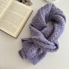 Осенне-зимний женский вязаный шарф, зимний теплый утолщенный однотонный студенческий шарф-плетенка