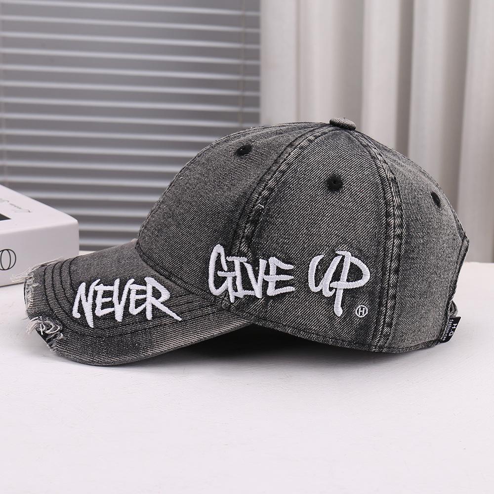 New Fashion Ripped English Alphabet Embroidery Decorative Baseball Cap Outdoor Sports Wear Breathable Cap