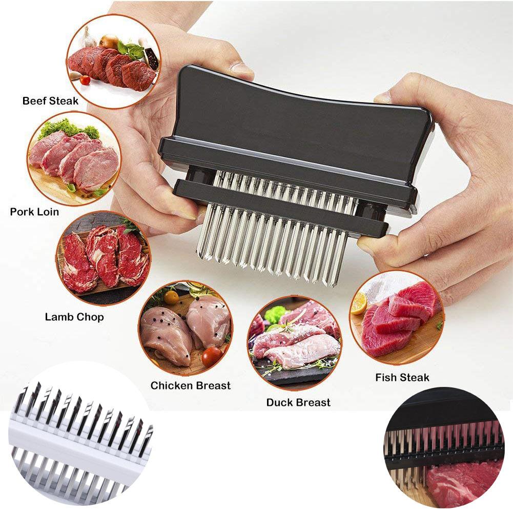Meat Tenderizer with 48 Stainless Steel Needle Blades Meat Tenderizing and Marinate Tool Kitchen