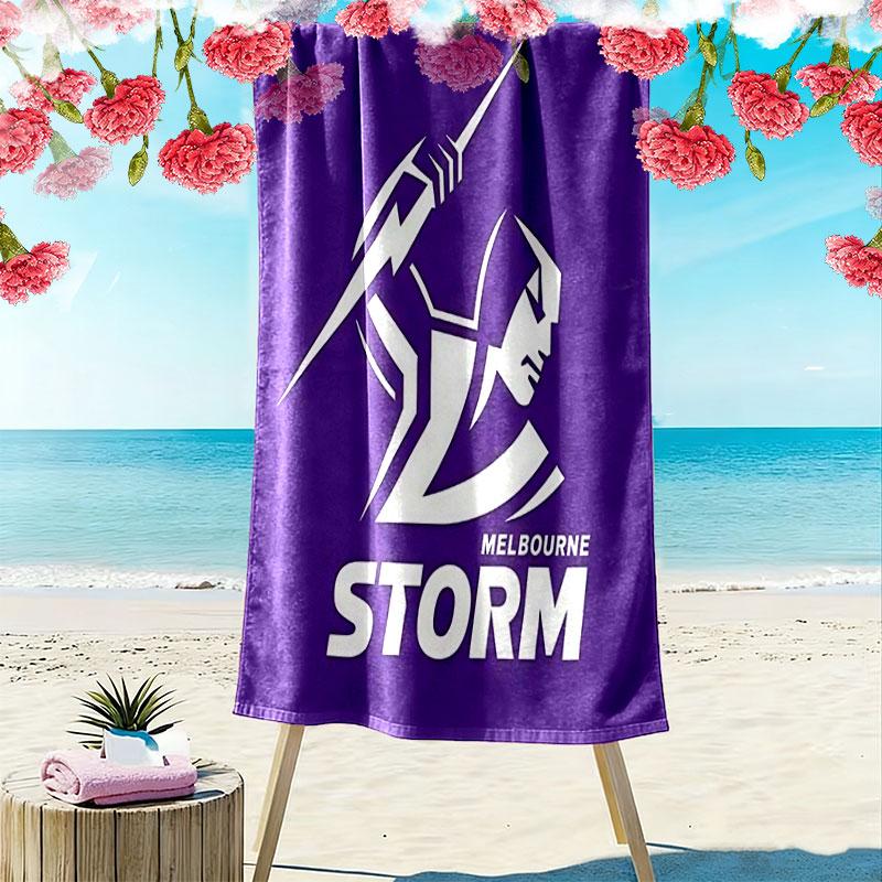 Пляжное полотенце с принтом Melbourne Storm, Большое, Мягкое, Быстросохнущее, для Пляжа, Кемпинга, Плавания