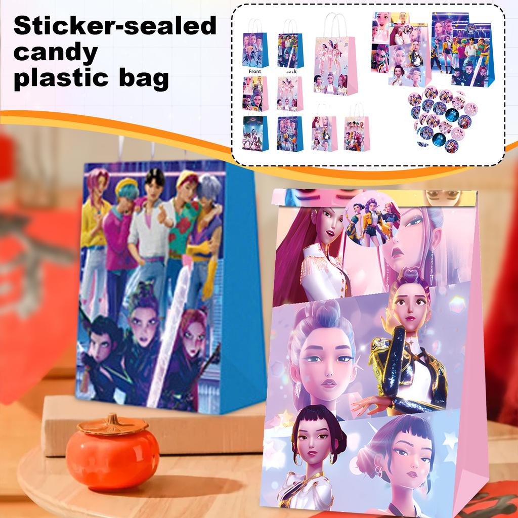 Тематический пакет для конфет Подарочный пакет Пакет из крафт-бумаги Застежка-наклейка Украшения для вечеринки