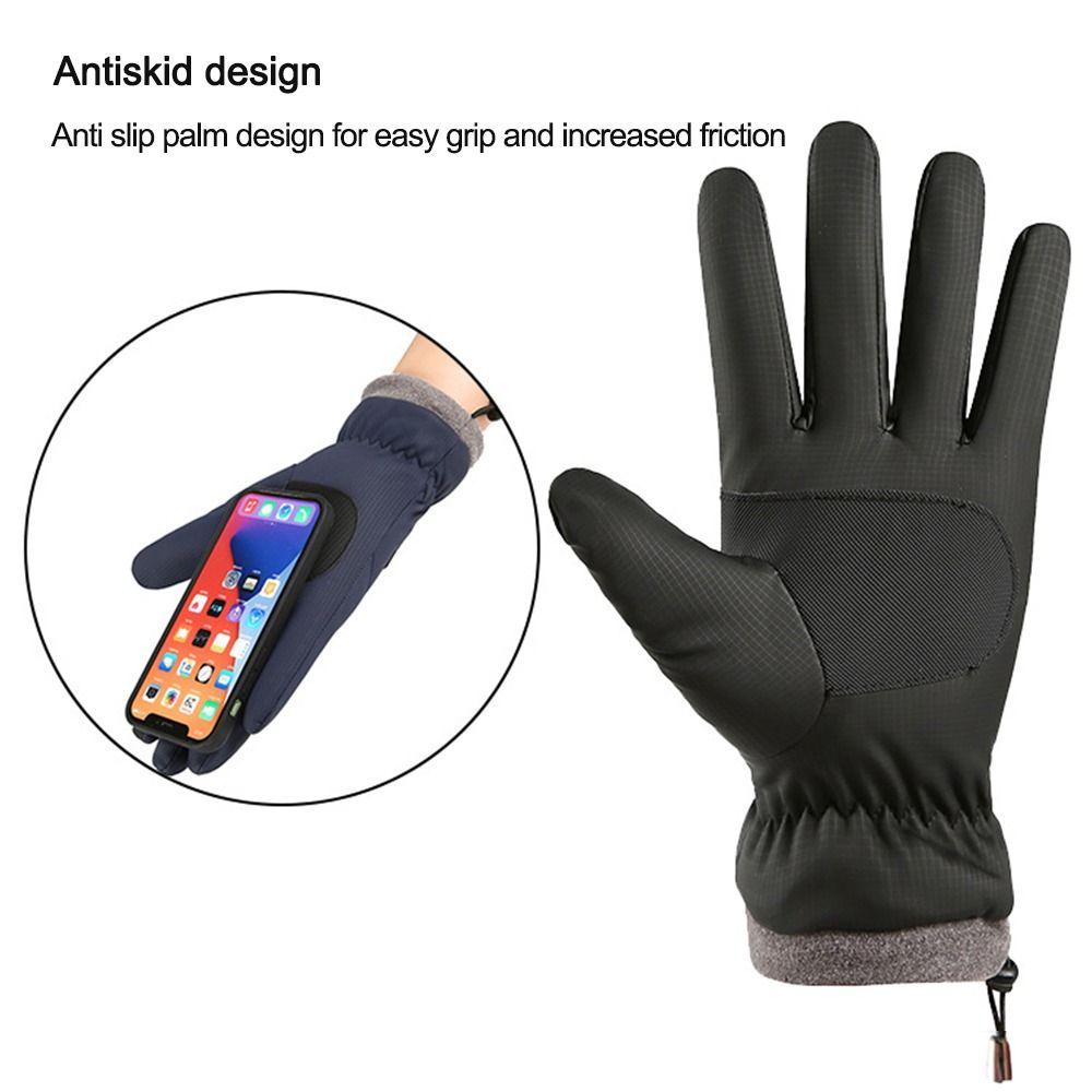 Screen Outdoor Sport Autumn Winter Thick Plush Full Finger Mittens Furry Warm Mitts Men Gloves