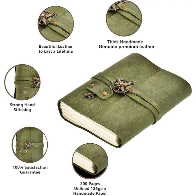 Leather Dairy Handmade Antique Deckle Edge Paper,A5 Key Leather Journal,Book of Shadows,Sketchbook,key Journal,gifts