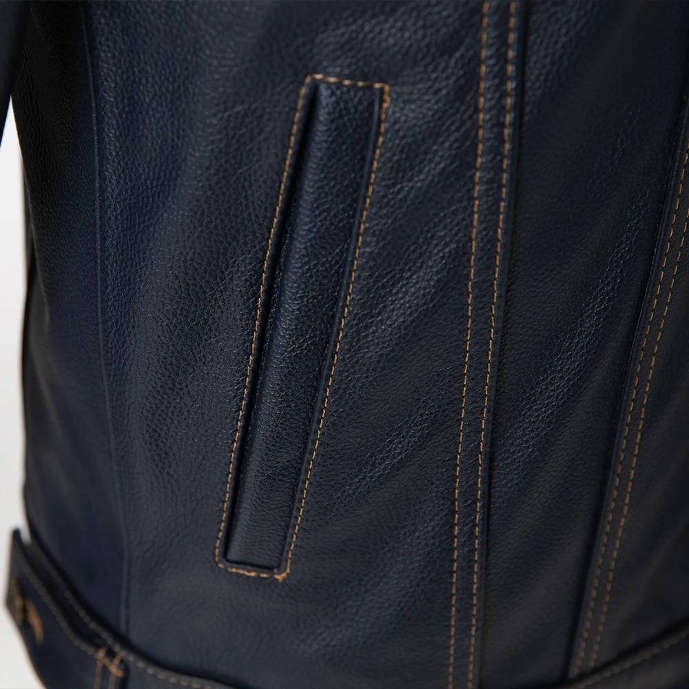 Китайский размер, классическая куртка из натуральной коровьей кожи 507 для мужчин, синяя, черная, приталенная, натуральная кожа, мужская одежда, осенняя, азиатского размера