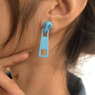 Модные индивидуальные серьги-гвоздики на молнии для женщин, корейские креативные красочные необычные серьги 2021, трендовые украшения в стиле хип-хоп, панк