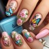 24Pcs Pink Flower Butterfly Pastoral Ballet Press On Nails Full Coverage Removable Nail Tips For Women And Girls