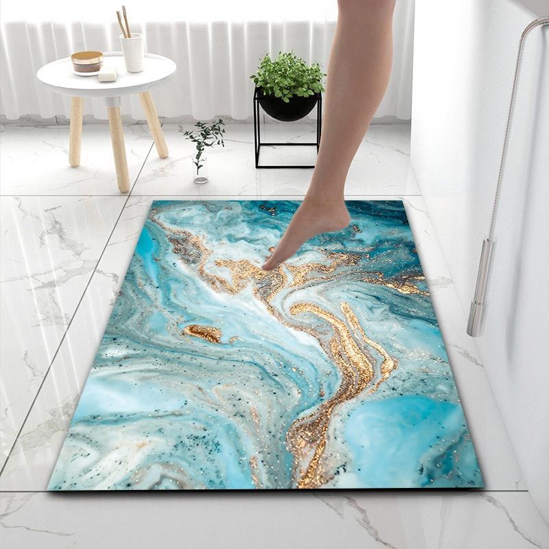 Роскошный мраморный узор, нескользящий коврик для ванной, впитывающий коврик для унитаза, коврик для двери в спальню, коврик для ванной комнаты, коврики для кухни